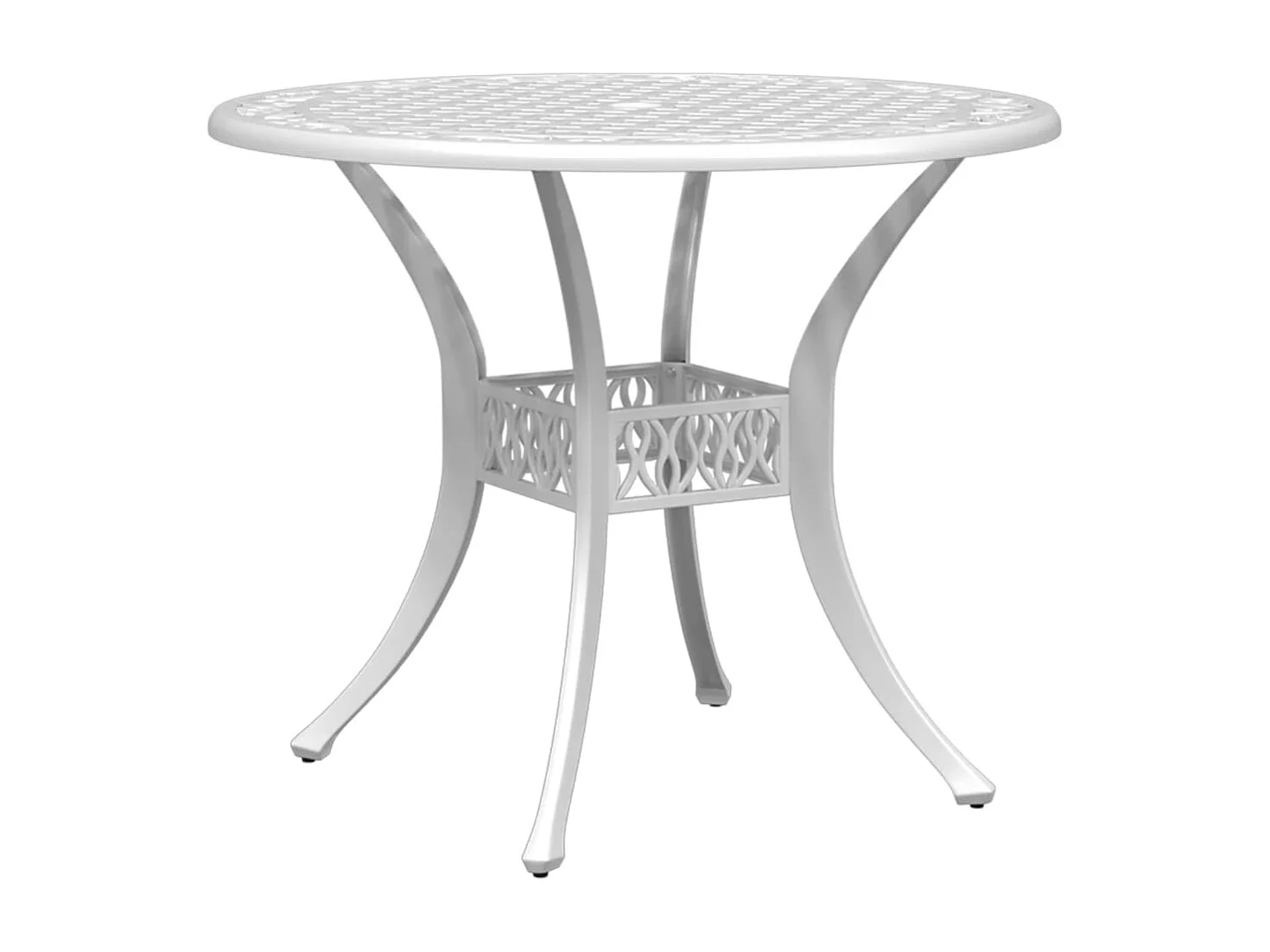Table de jardin blanc Ø90x75 cm aluminium coulé
