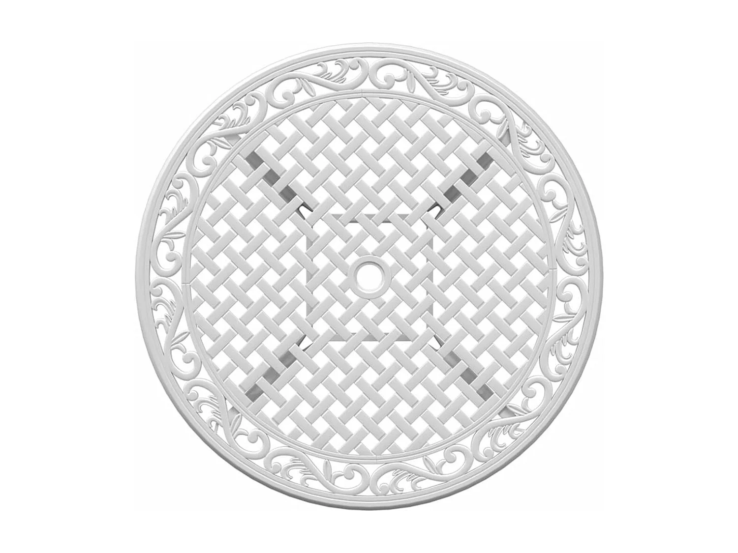 Table de jardin blanc Ø90x75 cm aluminium coulé