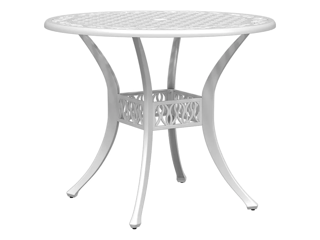 Table de jardin blanc Ø90x75 cm aluminium coulé