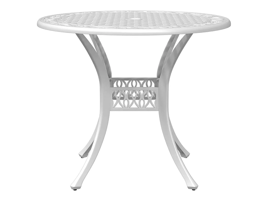 Table de jardin blanc Ø90x75 cm aluminium coulé