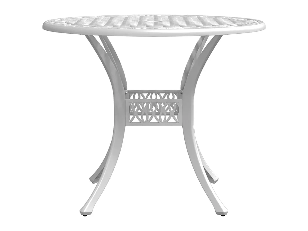 Table de jardin blanc Ø90x75 cm aluminium coulé