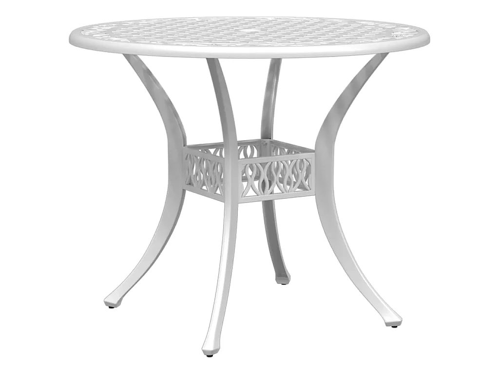 Table de jardin blanc Ø90x75 cm aluminium coulé