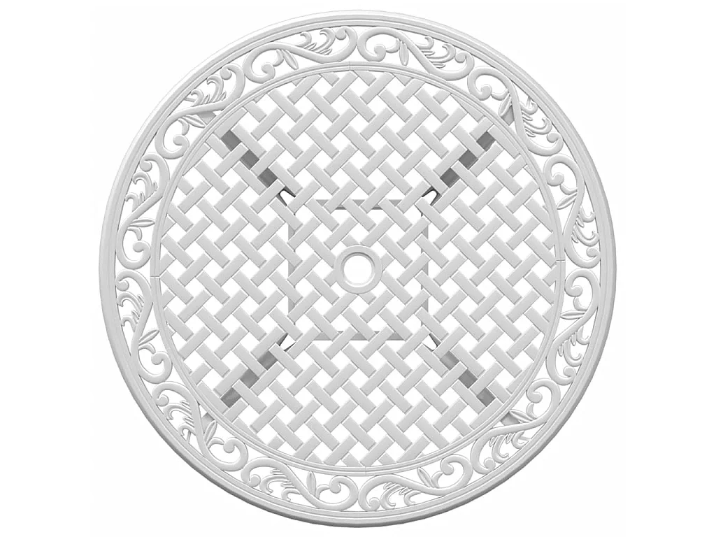 Table de jardin blanc Ø90x75 cm aluminium coulé