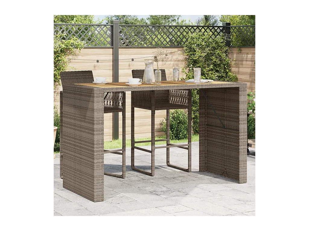 Table de bar de jardin et dessus en bois acacia résine tressée