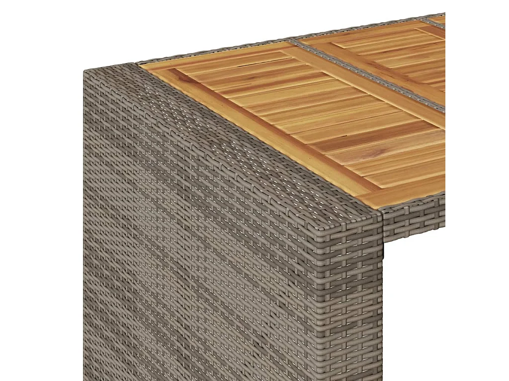 Tuinbartafel acaciahouten blad 185x80x110 cm poly rattan grijs