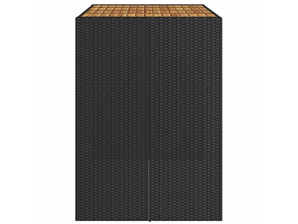 Mesa alta jardín superficie madera ratán PE negro 145x80x110 cm