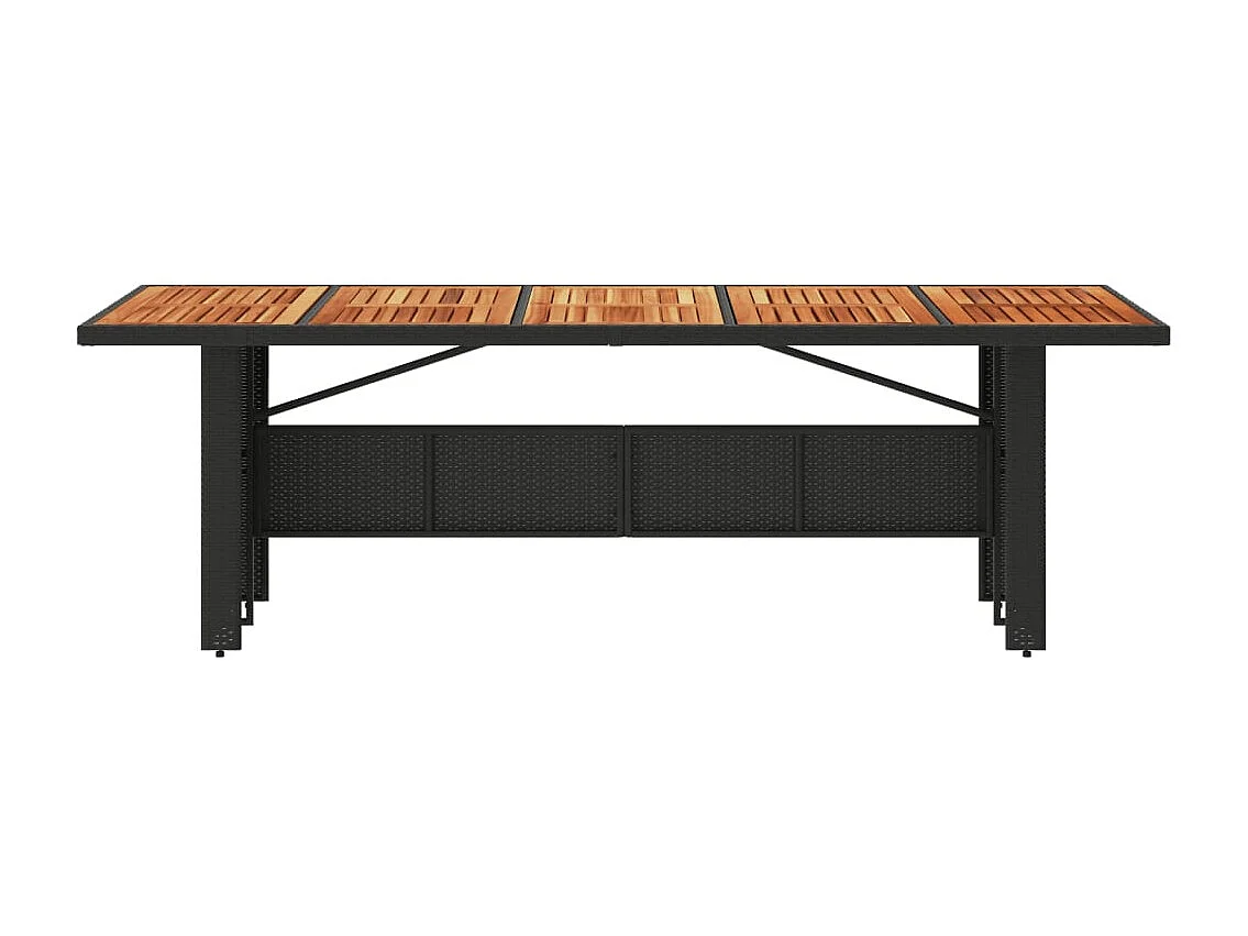 Table de jardin et dessus en bois d'acacia noir résine tressée