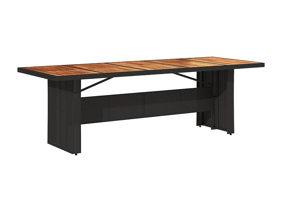 Table de jardin et dessus en bois d'acacia noir résine tressée