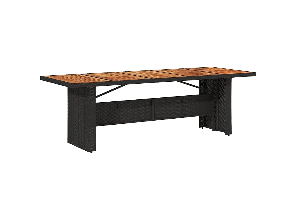 Table de jardin et dessus en bois d'acacia noir résine tressée