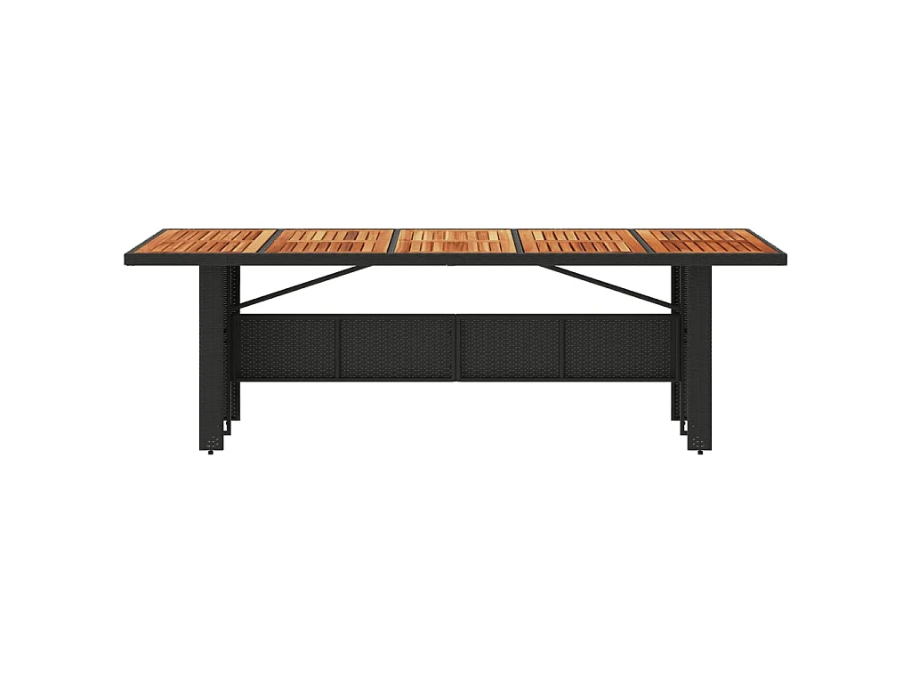 Gartentisch mit Holzplatte Schwarz 240x90x75 cm Poly Rattan