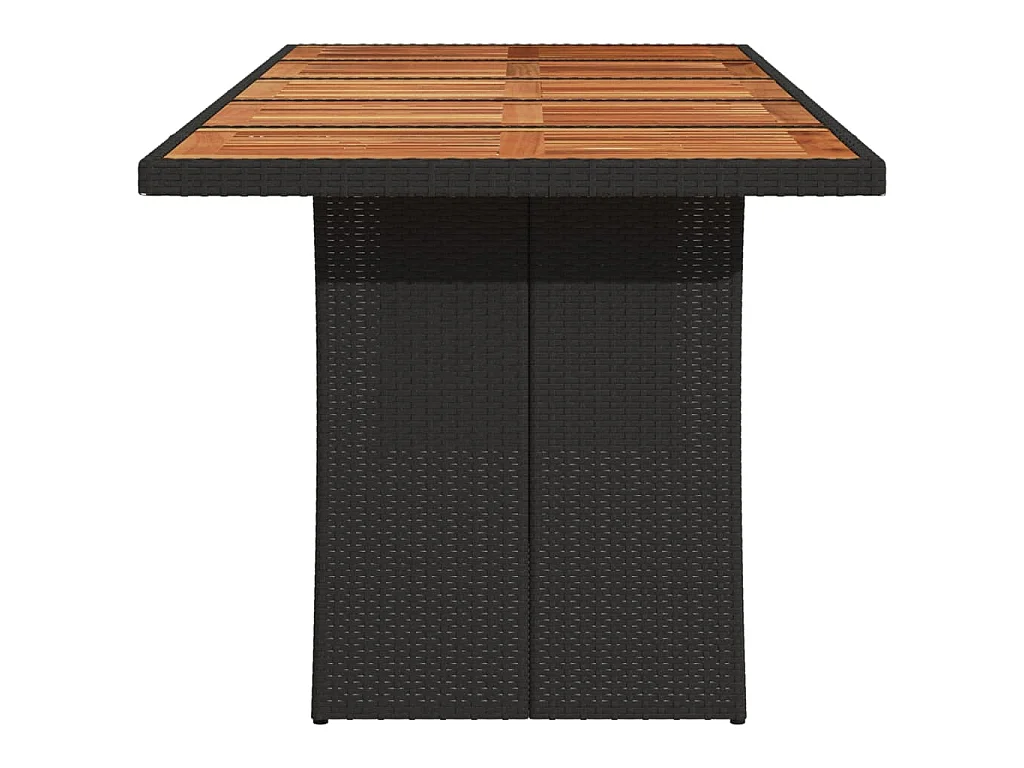 Gartentisch mit Holzplatte Schwarz 240x90x75 cm Poly Rattan