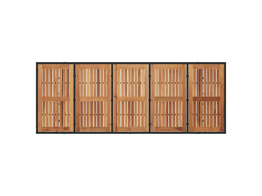 Gartentisch mit Holzplatte Schwarz 240x90x75 cm Poly Rattan