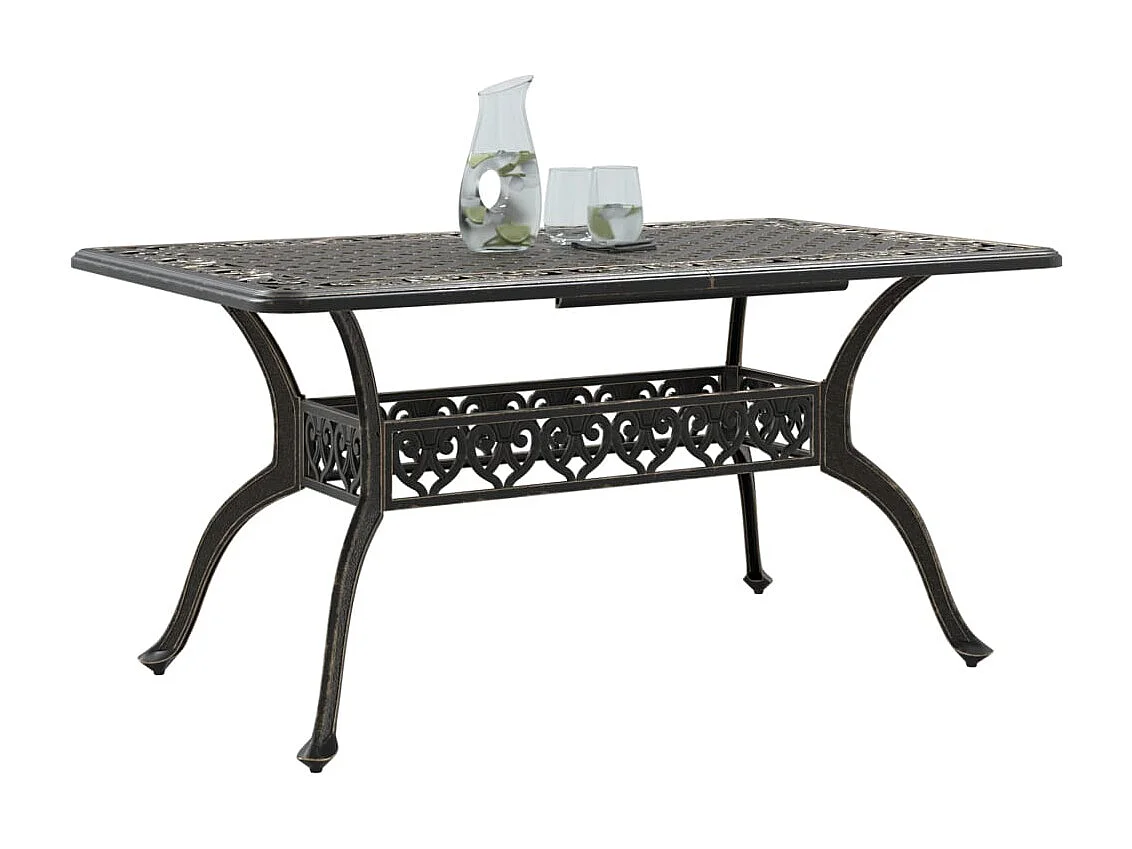 Table de jardin bronze 150x90x72 cm aluminium coulé