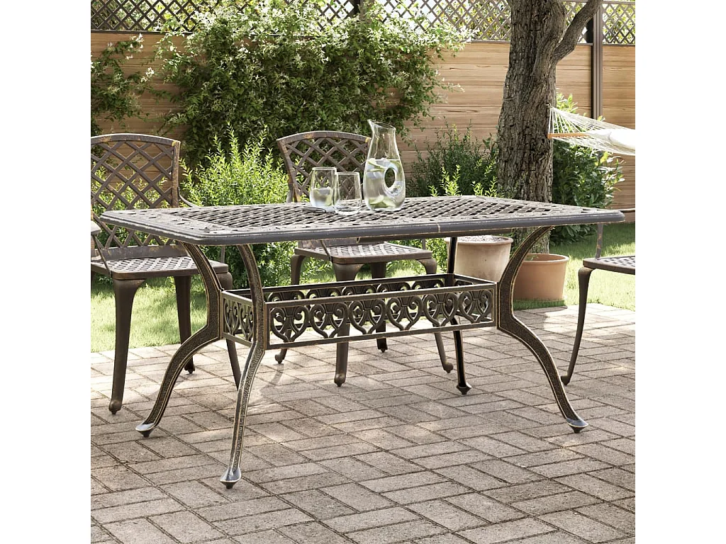 Table de jardin bronze 150x90x72 cm aluminium coulé