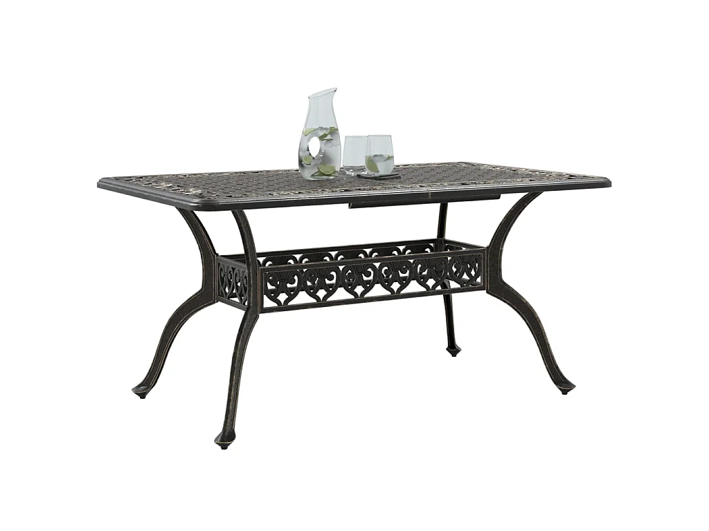 Table de jardin bronze 150x90x72 cm aluminium coulé