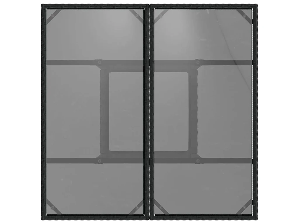 Table de jardin dessus en verre noir 80x80x75 cm résine tressée