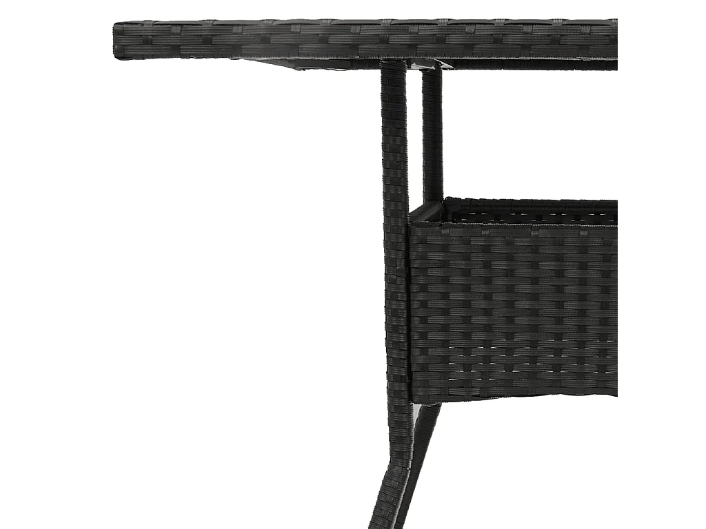 Table de jardin dessus en verre noir 80x80x75 cm résine tressée