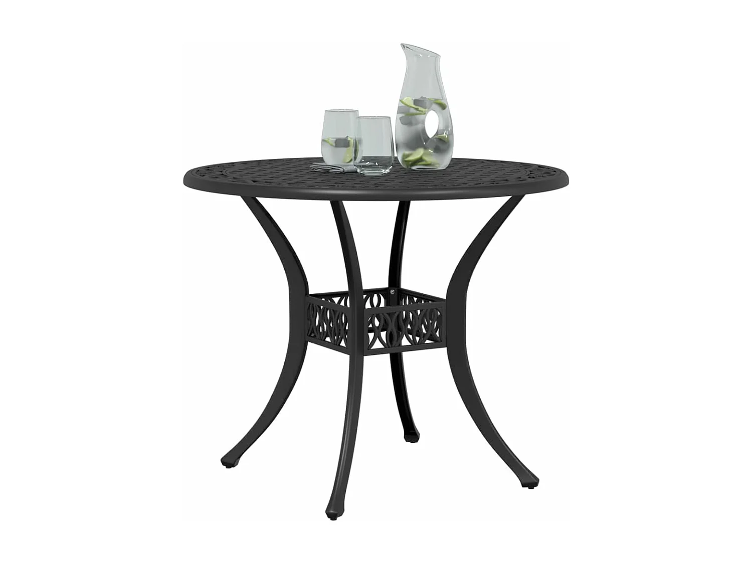 Tavolo da Giardino Nero Ø90x75 cm in Alluminio Pressofuso