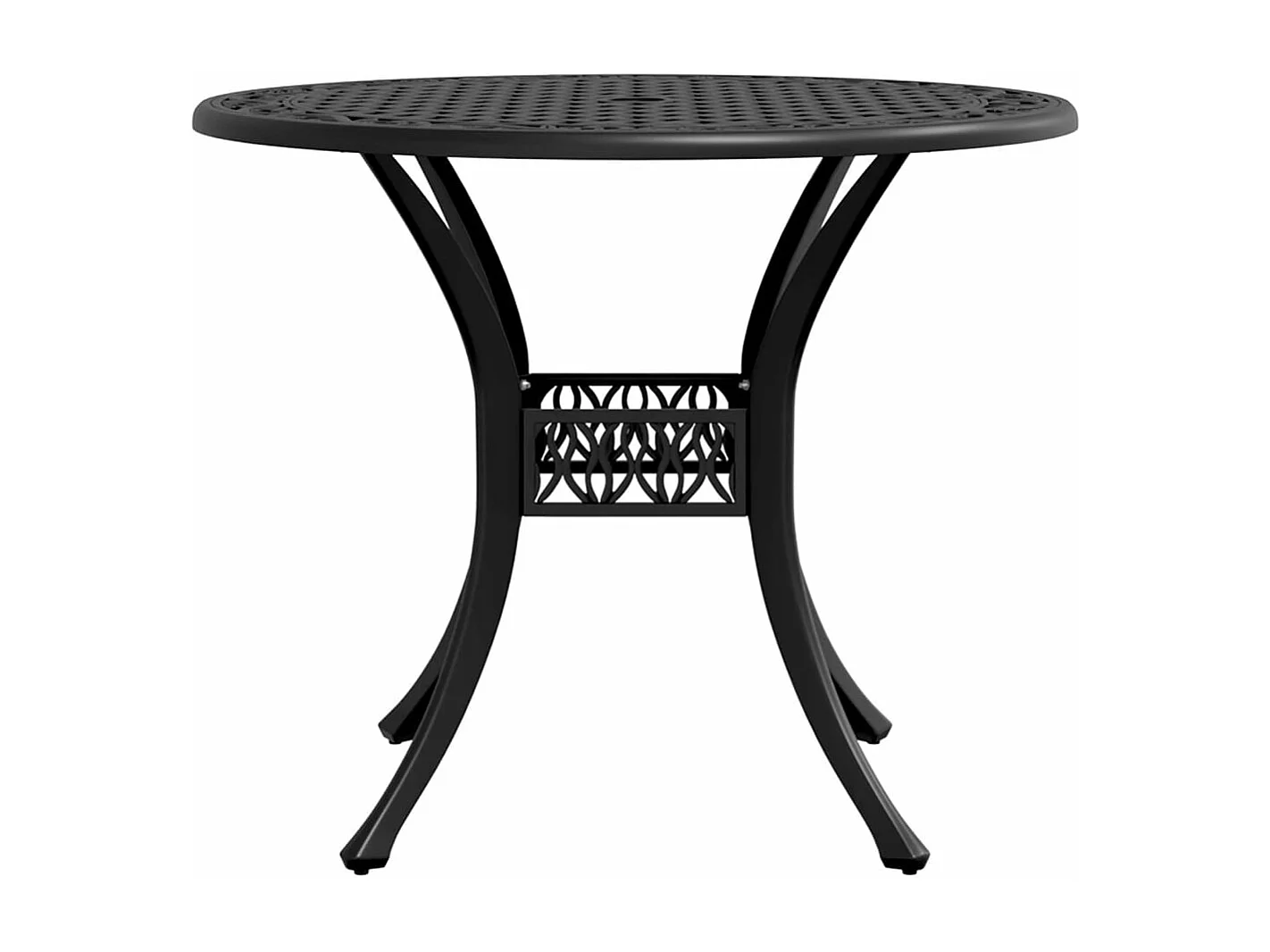 Tavolo da Giardino Nero Ø90x75 cm in Alluminio Pressofuso