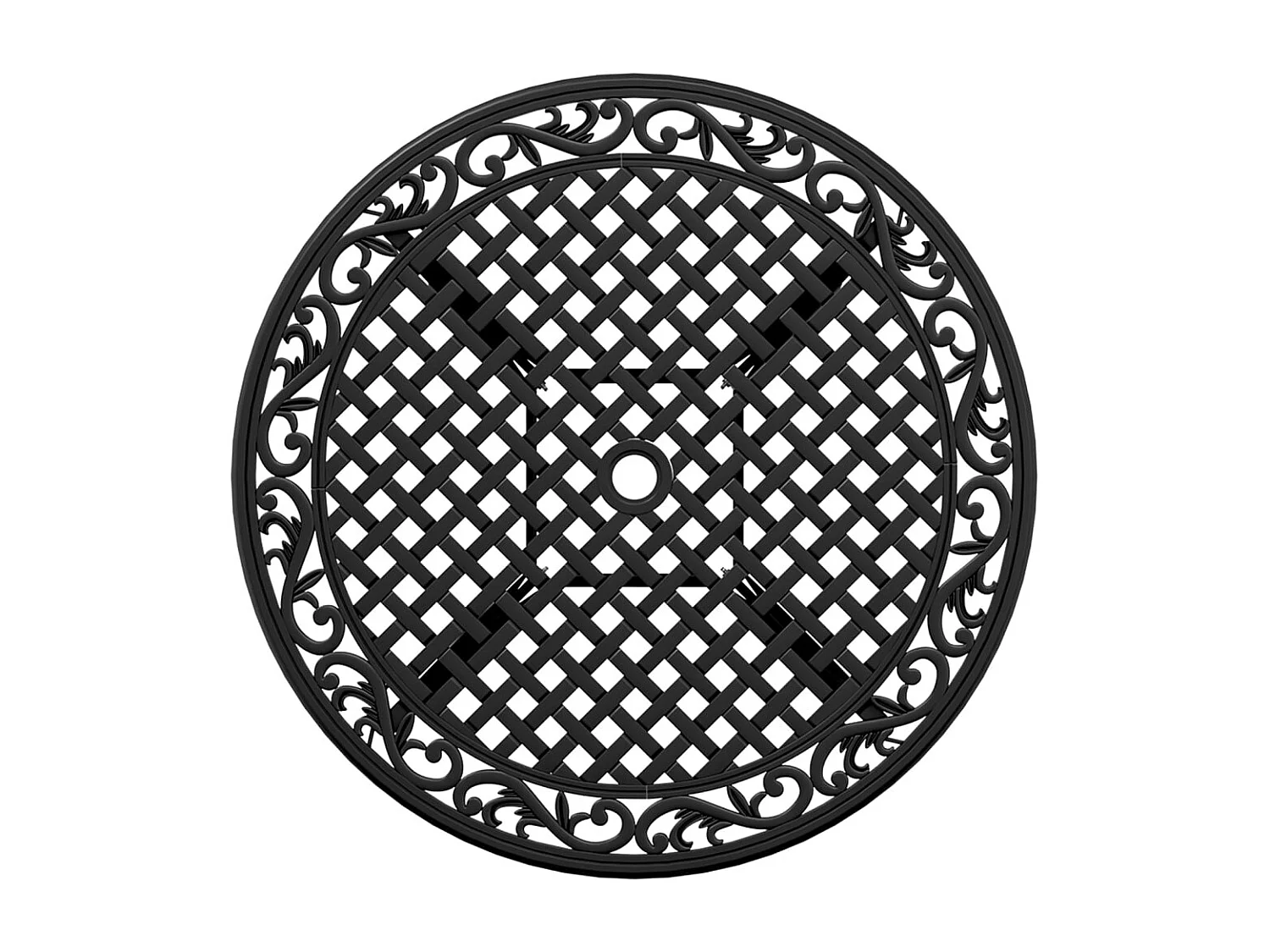 Tavolo da Giardino Nero Ø90x75 cm in Alluminio Pressofuso