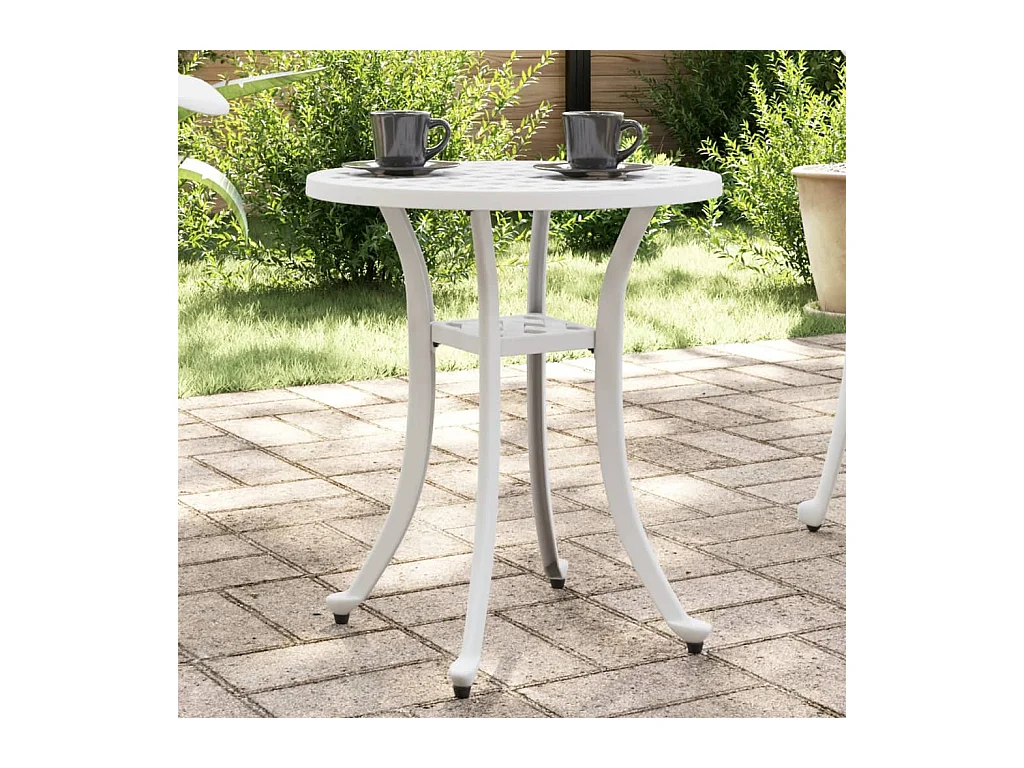 Mesa de jardín aluminio fundido blanco Ø48x53 cm