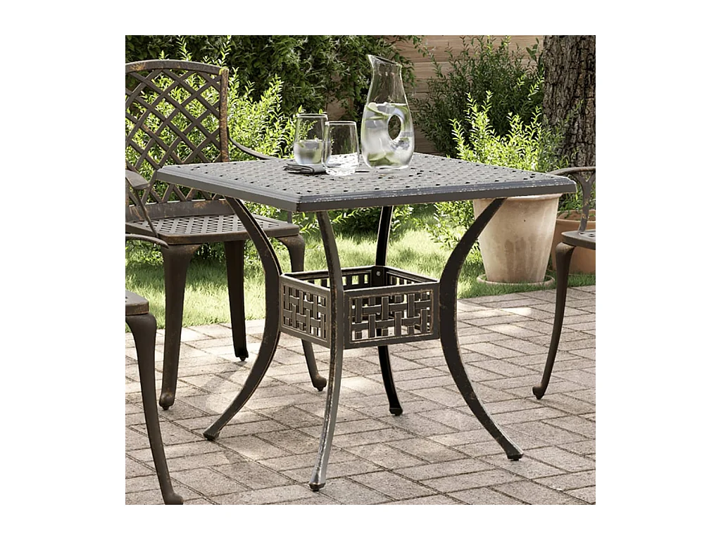 Tuintafel 80x80x75 cm gietaluminium bronskleurig