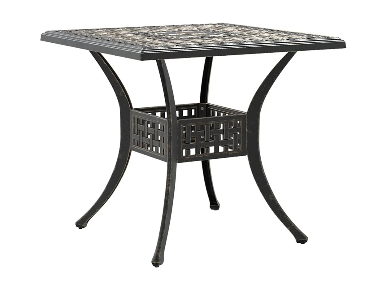 Table de jardin bronze 80x80x75 cm aluminium coulé