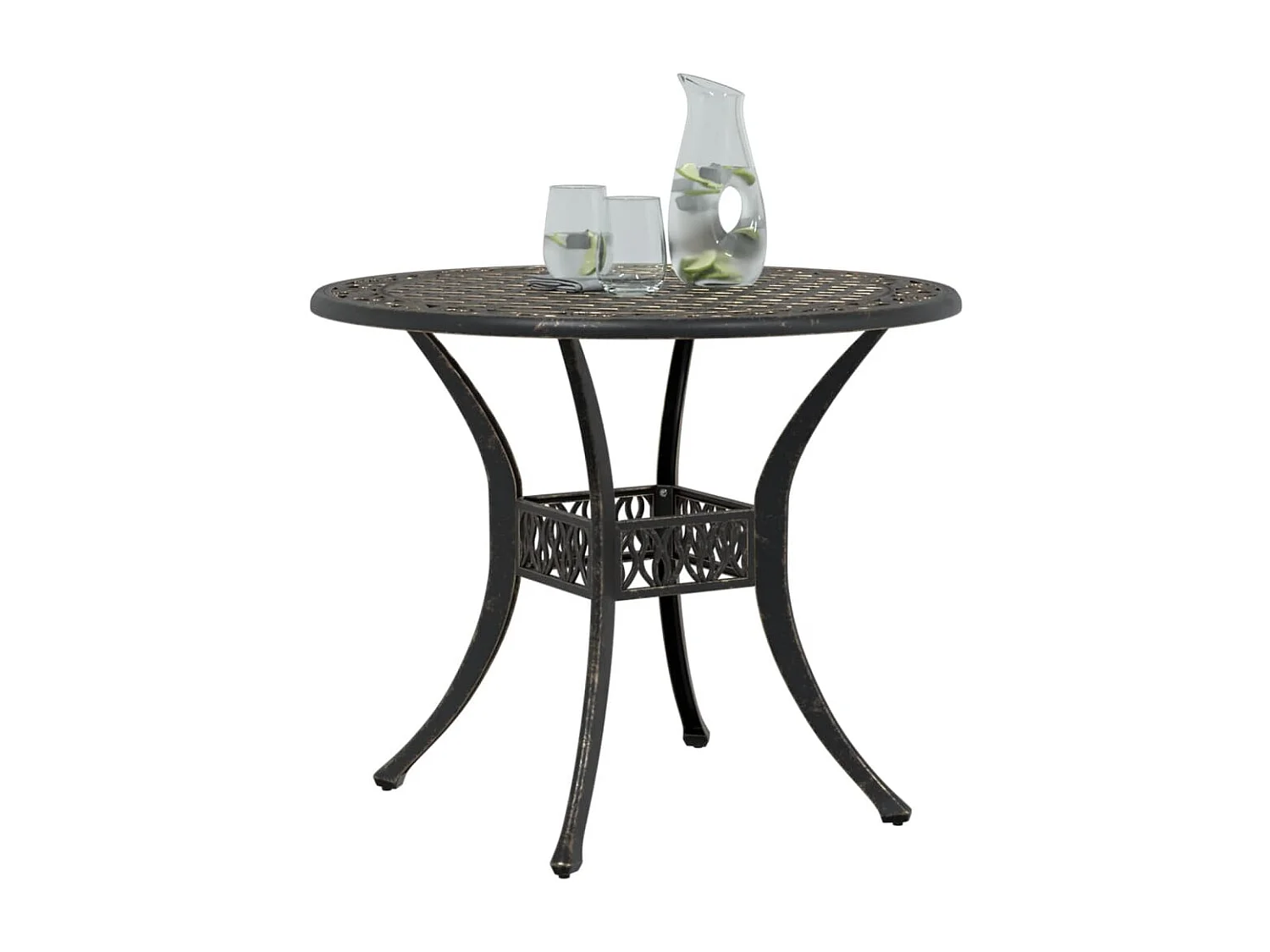 Table de jardin bronze Ø90x75 cm aluminium coulé
