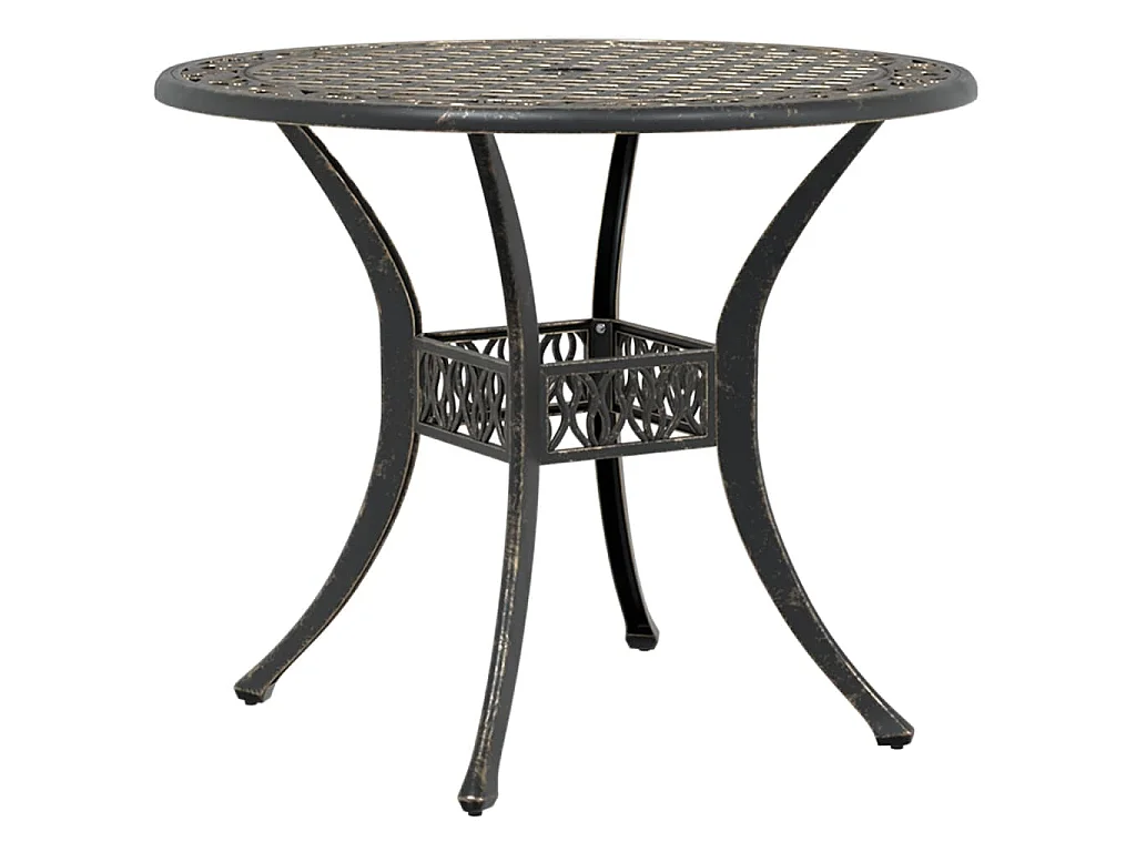 Table de jardin bronze Ø90x75 cm aluminium coulé