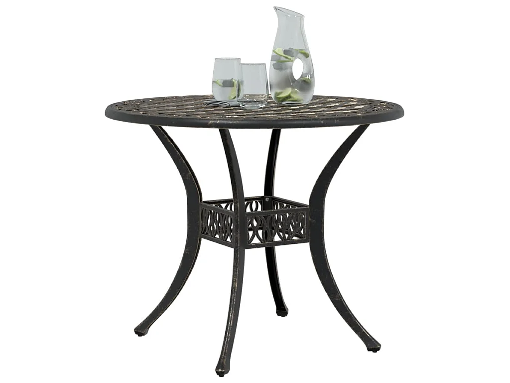 Table de jardin bronze Ø90x75 cm aluminium coulé