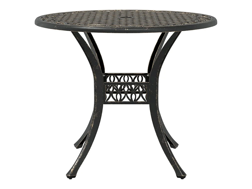 Table de jardin bronze Ø90x75 cm aluminium coulé