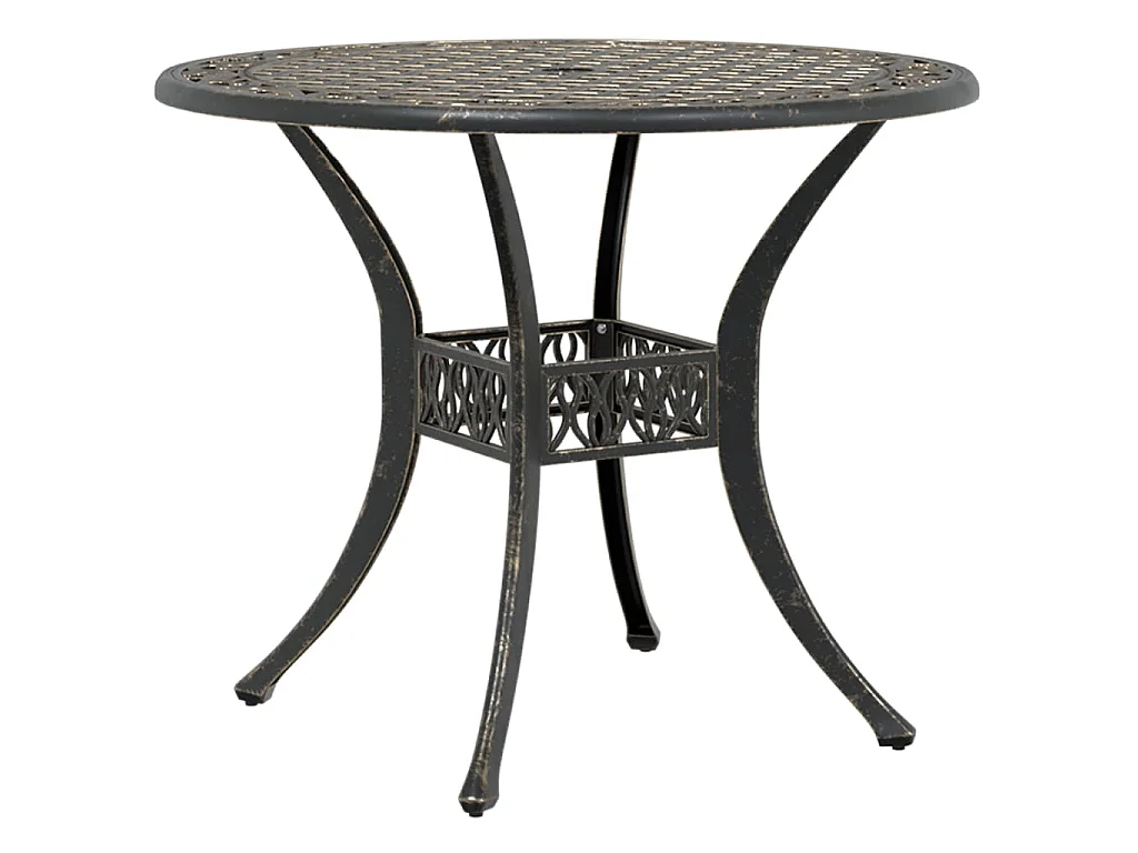 Table de jardin bronze Ø90x75 cm aluminium coulé