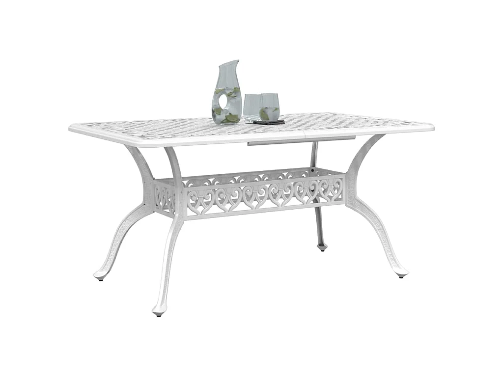 Tavolo da Giardino Bianco 150x90x72 cm in Alluminio Pressofuso