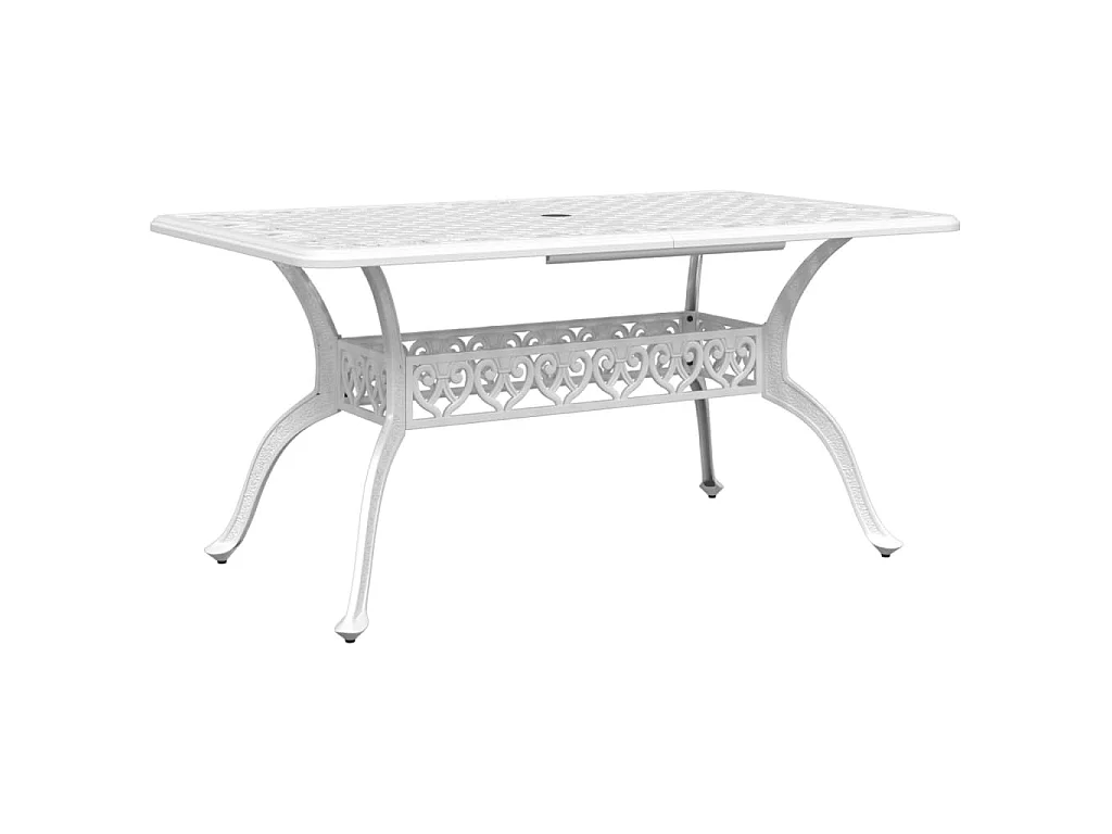 Tavolo da Giardino Bianco 150x90x72 cm in Alluminio Pressofuso