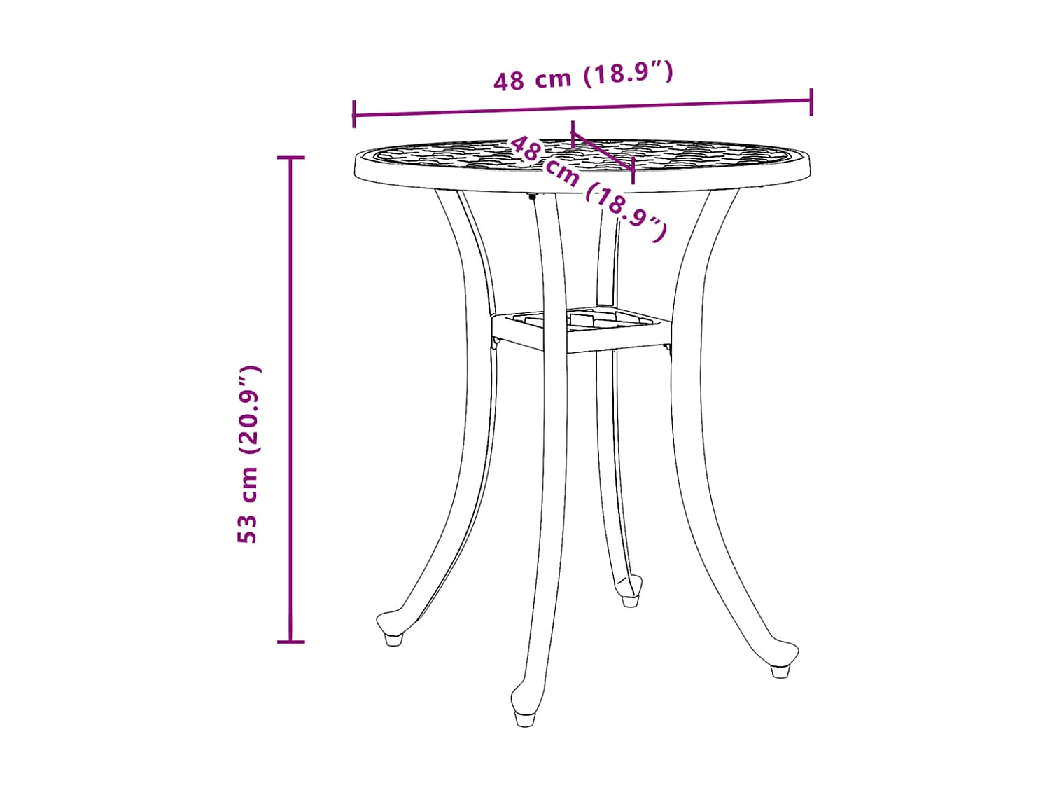Tuintafel Ø 48x53 cm gietaluminium bronskleurig
