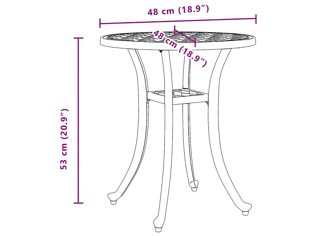 Table de jardin bronze Ø48x53 cm aluminium coulé