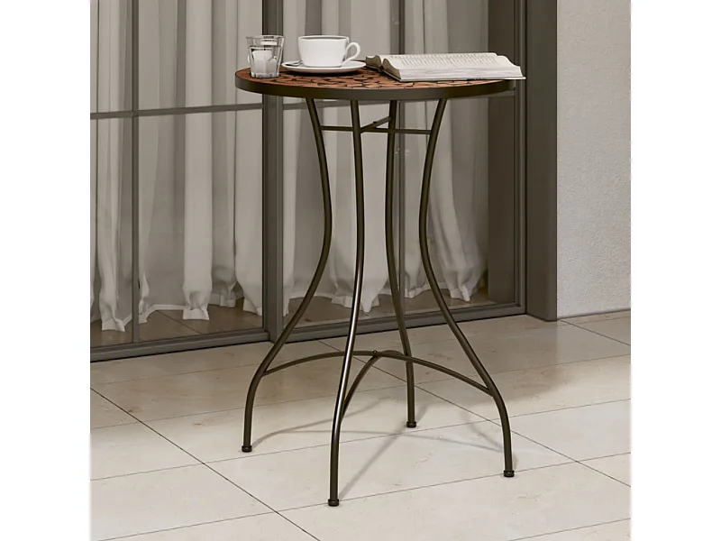 Table de bistro mosaïque terre cuite Ø50x70 cm céramique