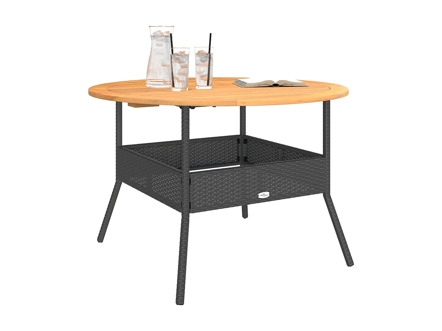 Table de jardin et dessus en bois d'acacia noir résine tressée