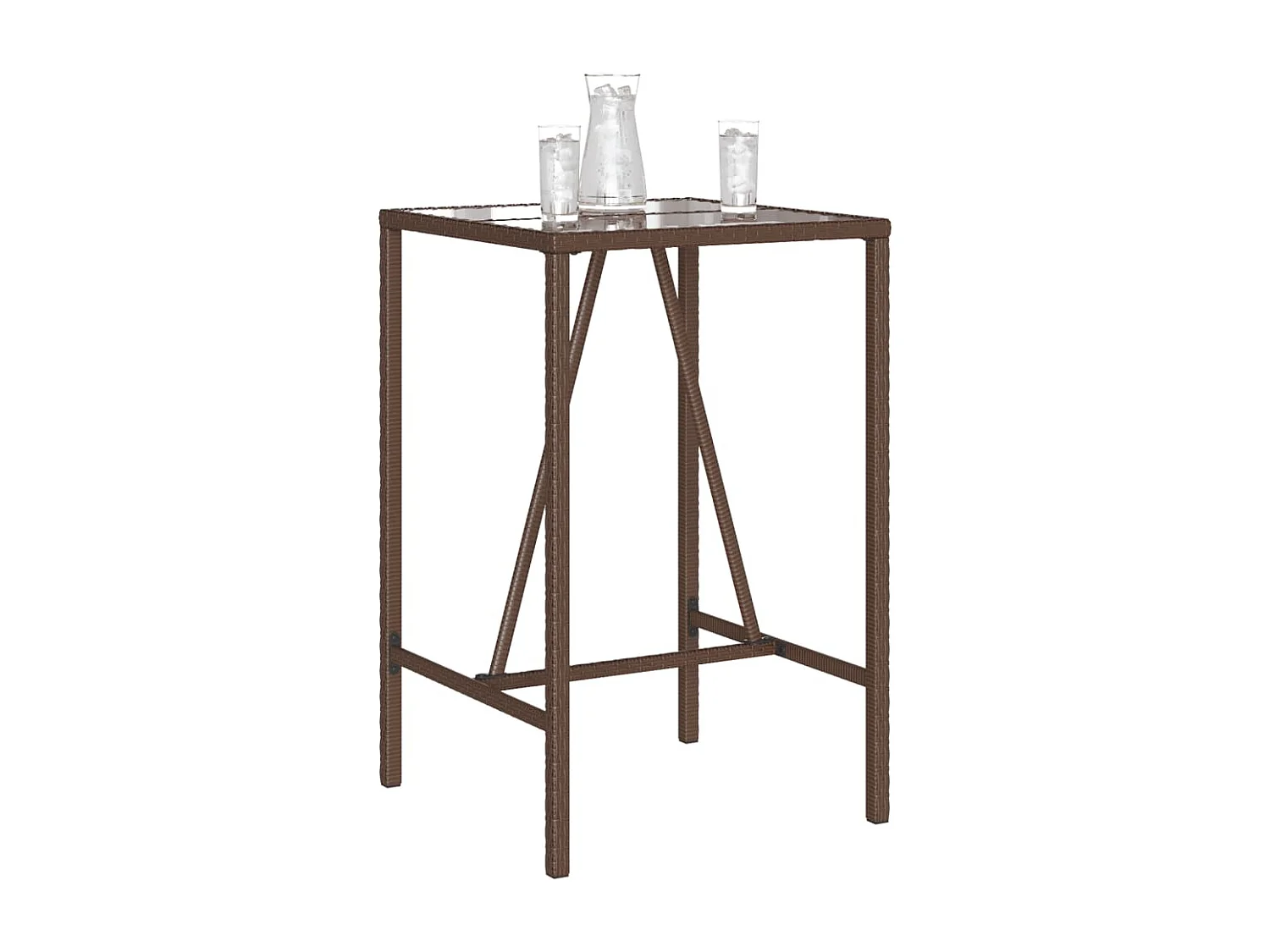 Mesa de bar de exterior ratán sintético marrón 70x70x110 cm