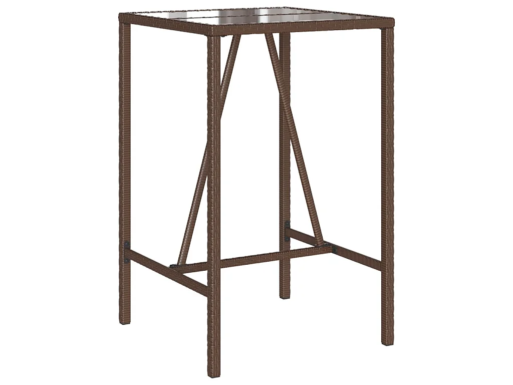Mesa de bar para exterior 70x70x110 cm vime PE castanho