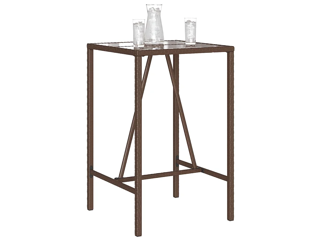 Mesa de bar para exterior 70x70x110 cm vime PE castanho