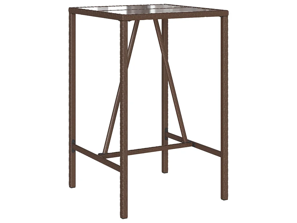 Mesa de bar para exterior 70x70x110 cm vime PE castanho