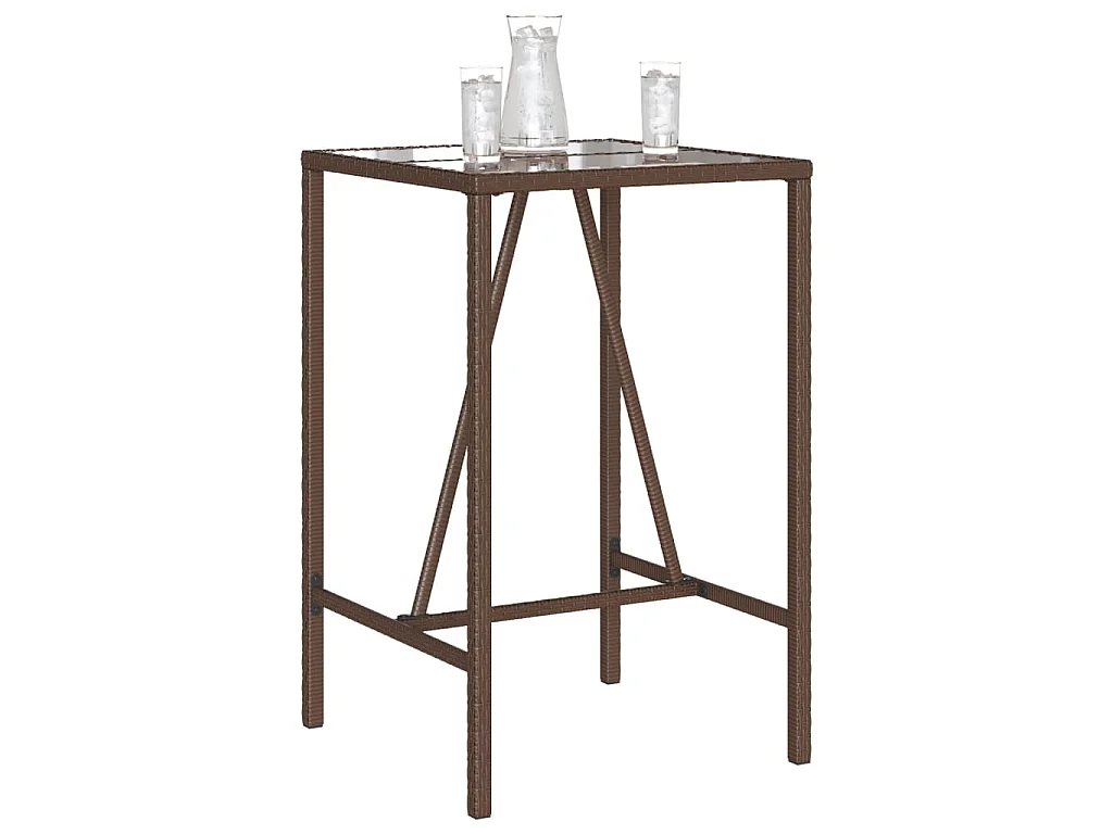 Table de bar d’extérieur marron 70x70x110 cm résine tressée