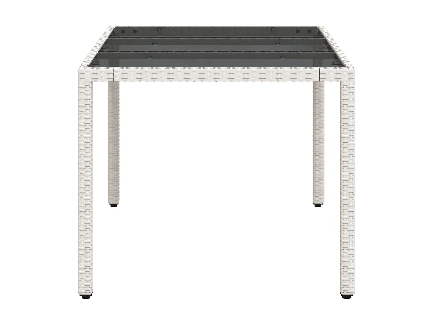 Gartentisch mit Glasplatte Weiß 150x90x75 cm Poly Rattan