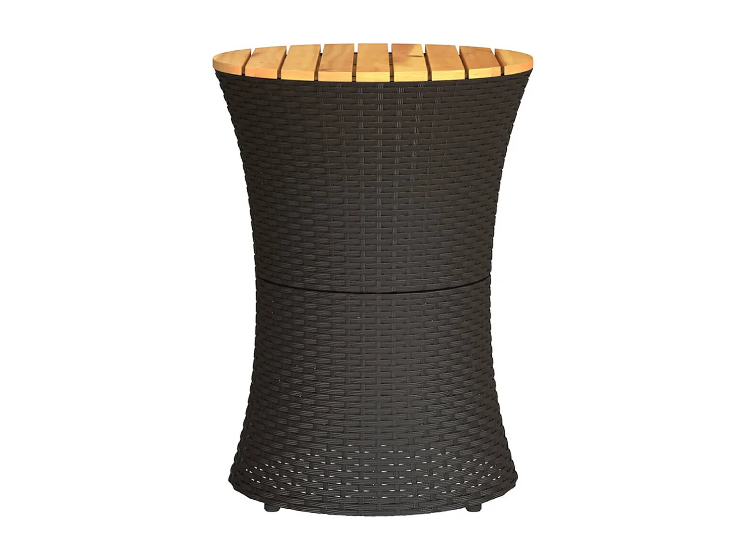 Table d'appoint de jardin forme tambour noir rotin bois massif