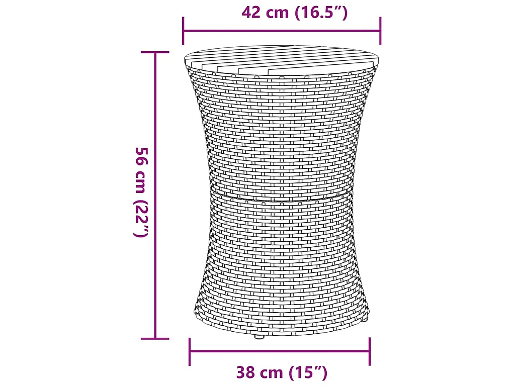 Garten-Beistelltisch Trommelform Schwarz Poly Rattan Massivholz