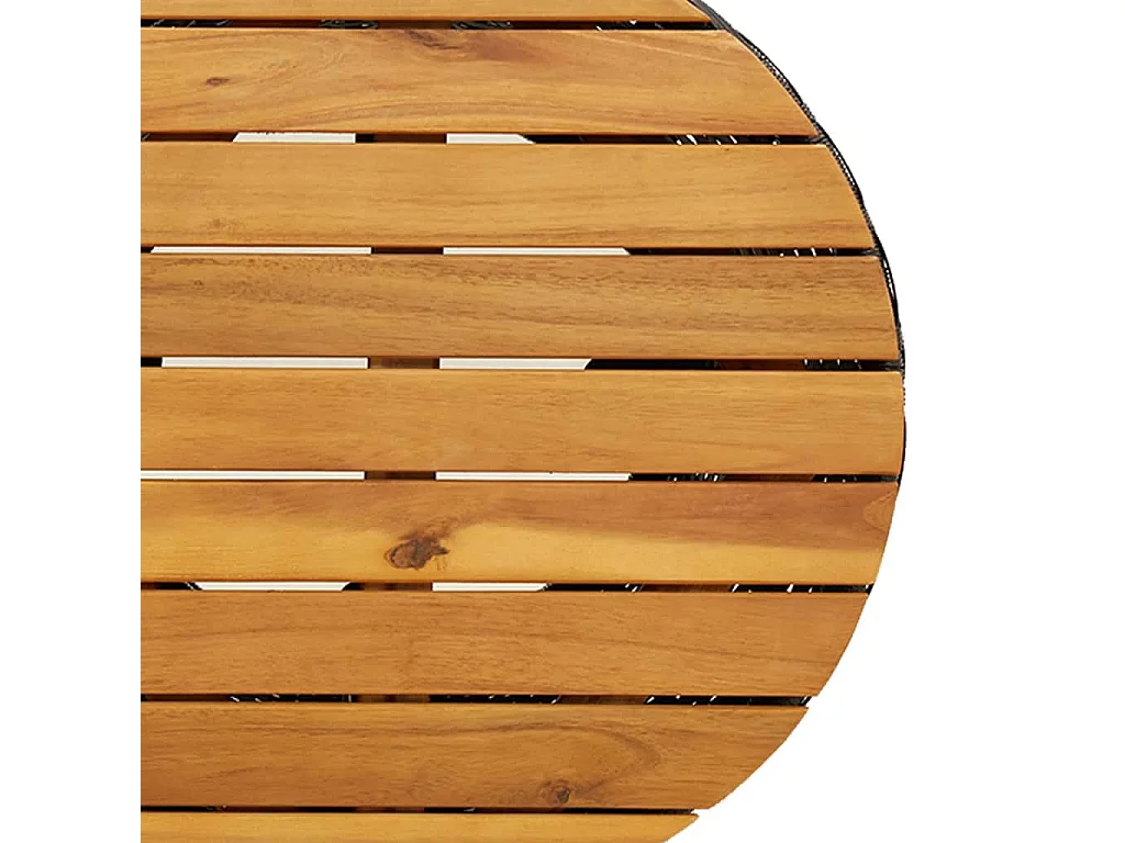 Garten-Beistelltisch Trommelform Schwarz Poly Rattan Massivholz