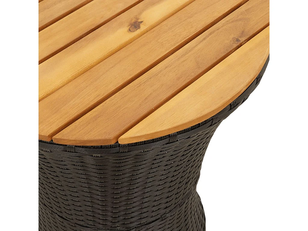 Garten-Beistelltisch Trommelform Schwarz Poly Rattan Massivholz