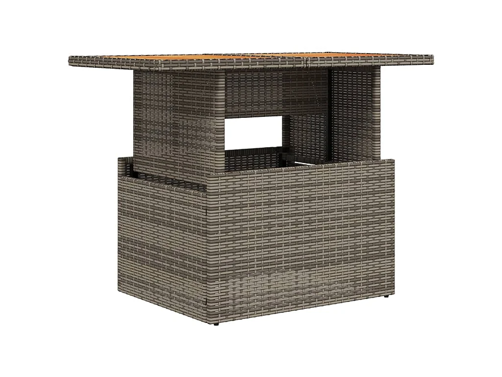 Table de jardin gris 100x55x73 cm résine tressée et bois acacia