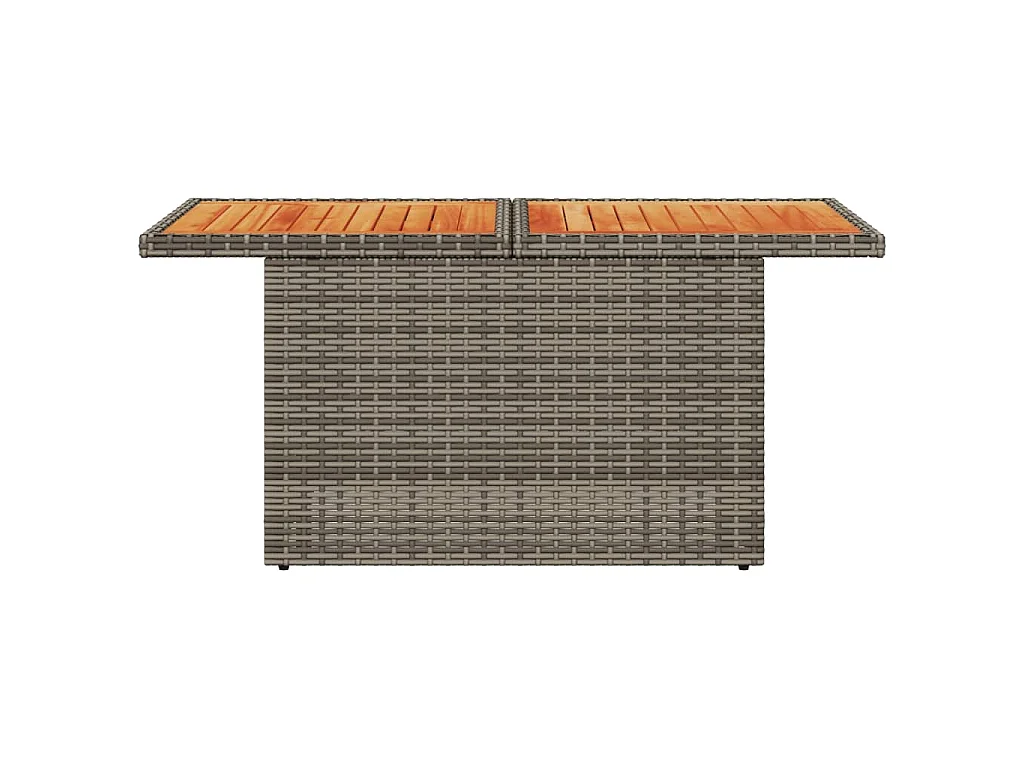 Table de jardin gris 100x55x73 cm résine tressée et bois acacia